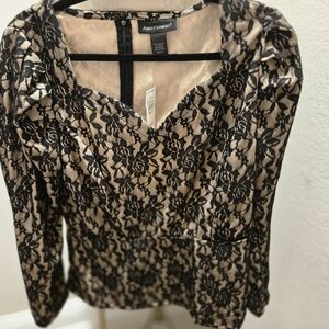 Ladies Black Lace Peplum Top Size  10/112